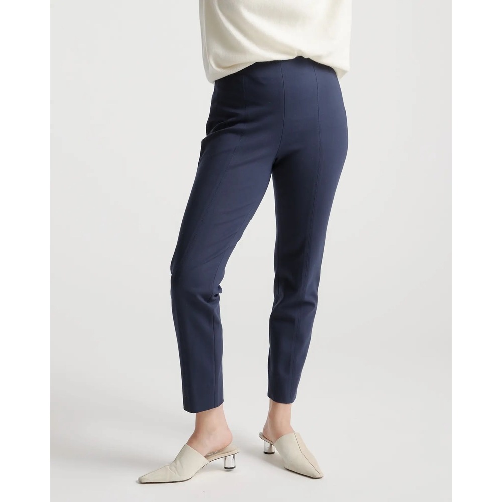 Quince Ultra-Stretch Ponte Pin Tuck Ankle Pants Side Zip Medium